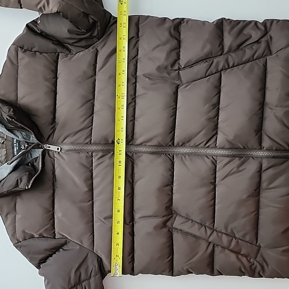 Kenneth Cole New York Men's Brown Puffer Winter Coat Grey Hood  Pockets Size Med - Picture 13 of 14